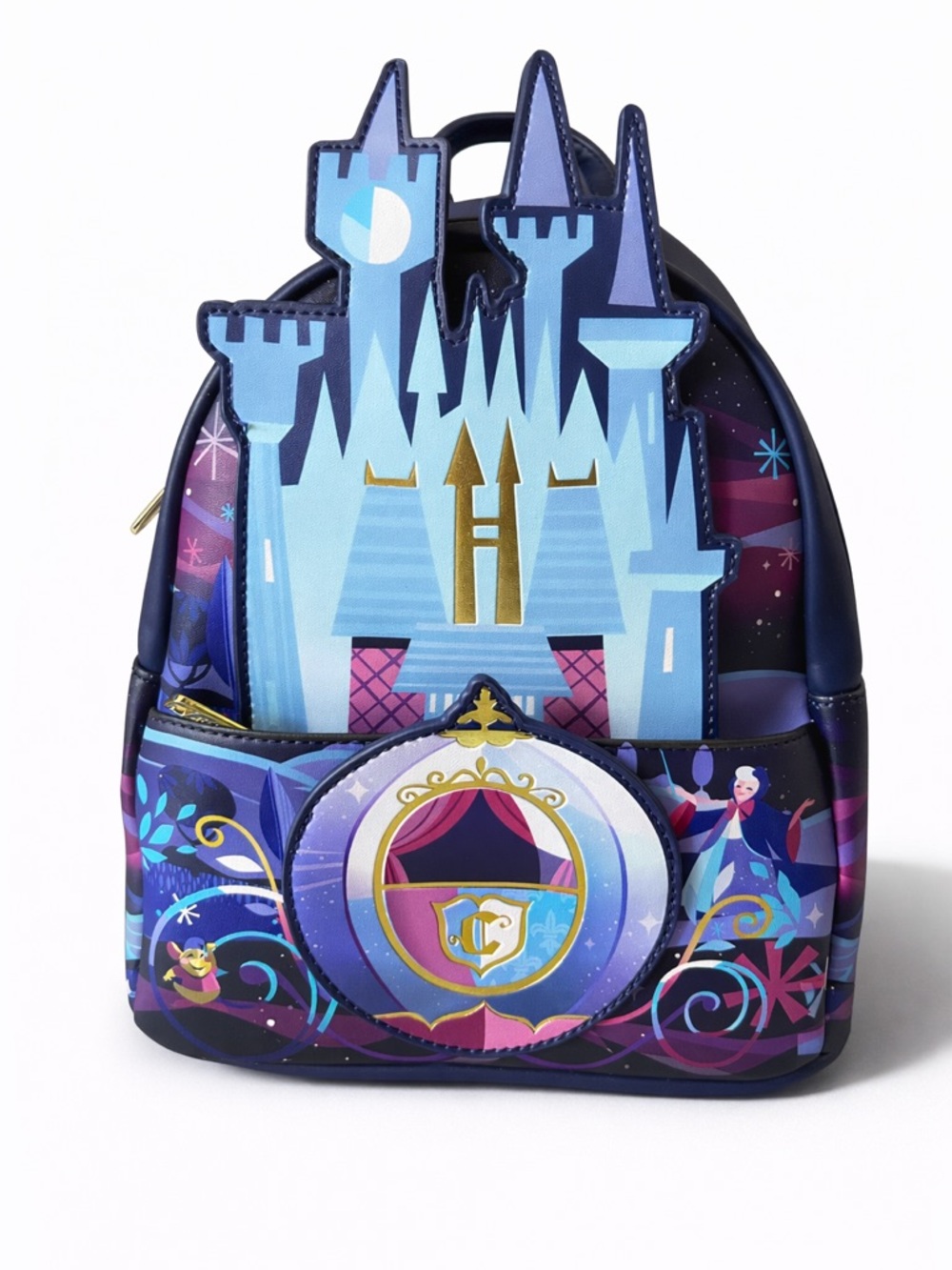 Loungefly Disney Cinderella Princess Castle & Carriage Mini Backpack Blue/Purple